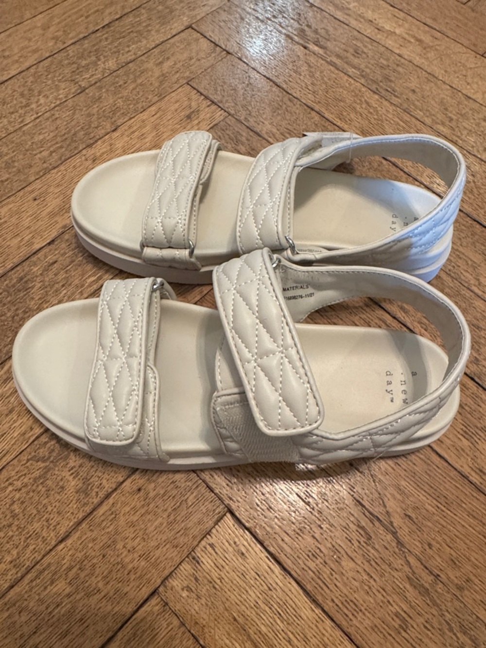 Quilted Strap Kids Sandals - White